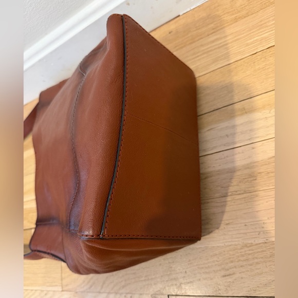 100% leather Frye shoulder bag/tote hobo bag cognac brown - Picture 4 of 8